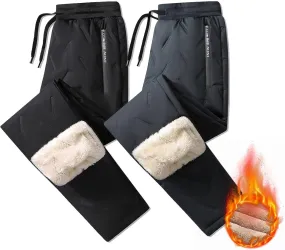2 Pack Fleece Lined Sweatpants for Women - ZHIFANXN Joggers with Pockets High Waisted Thermal Winter Warm Pants for Snow
