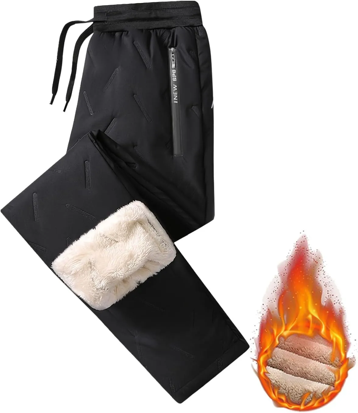 2 Pack Fleece Lined Sweatpants for Women - ZHIFANXN Joggers with Pockets High Waisted Thermal Winter Warm Pants for Snow