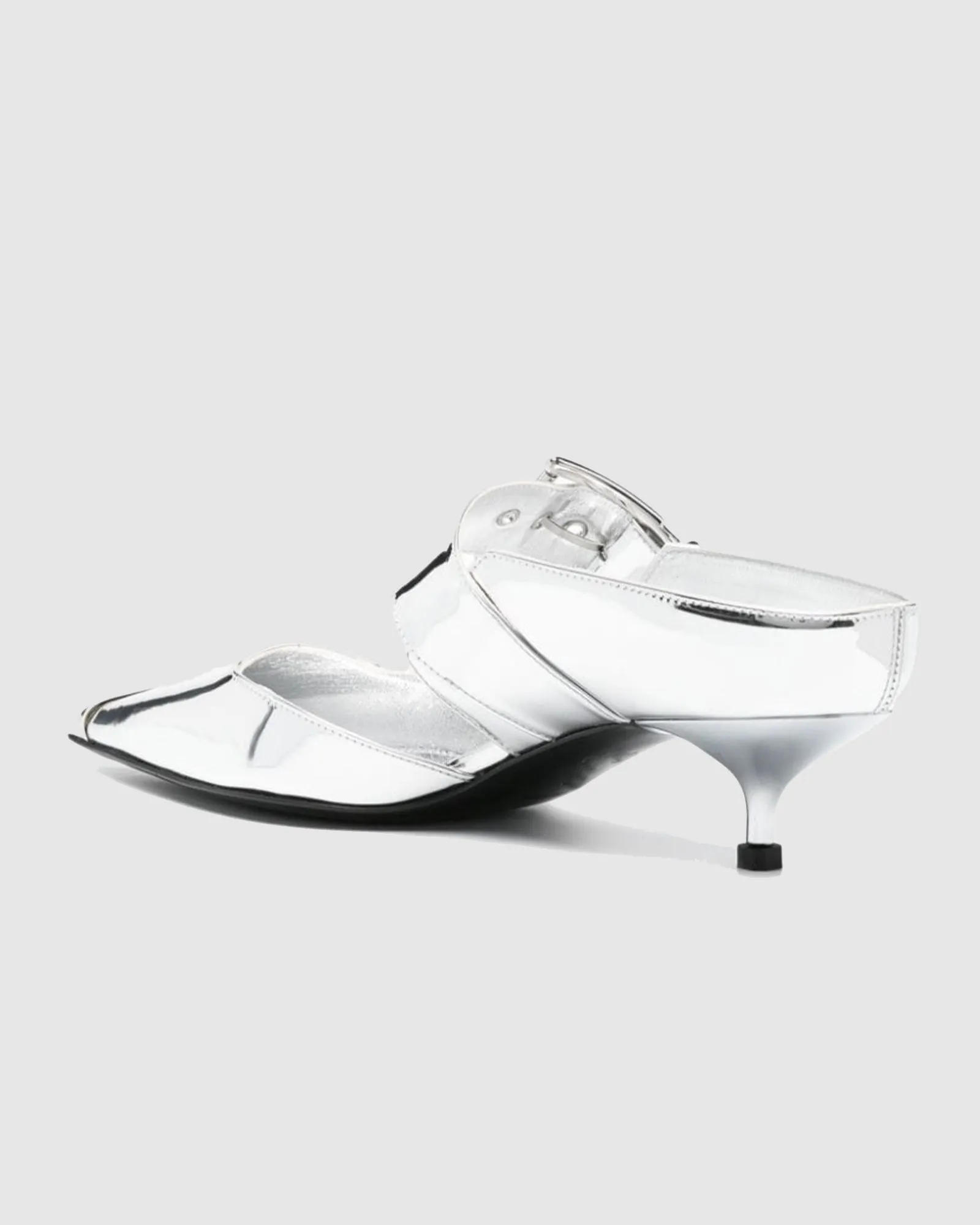 Adele Buckle Metallic Mules