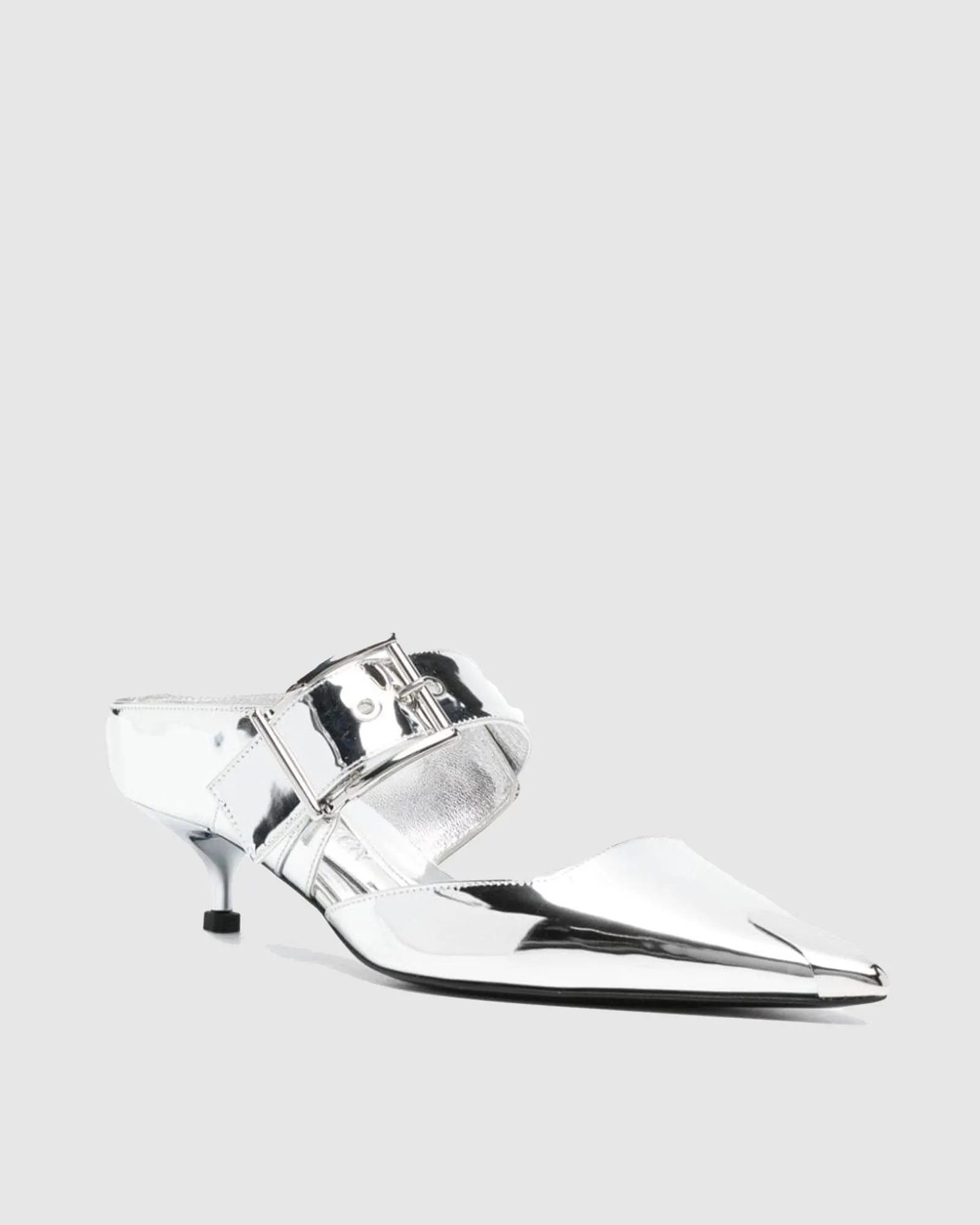 Adele Buckle Metallic Mules