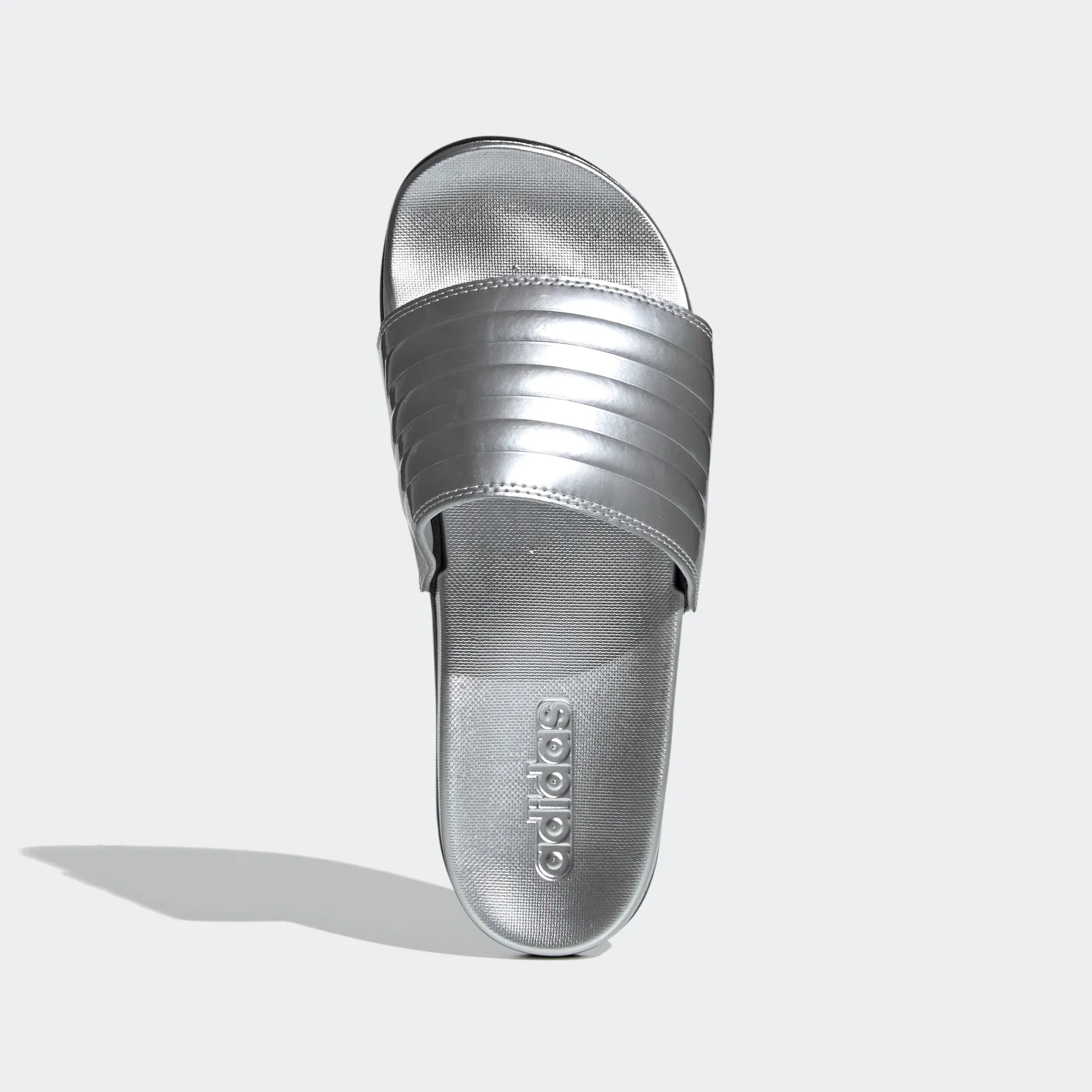 Adidas Adilette Cloudfoam Comfort Monotone Metallic Slides (Silver/Black)(FW7683)