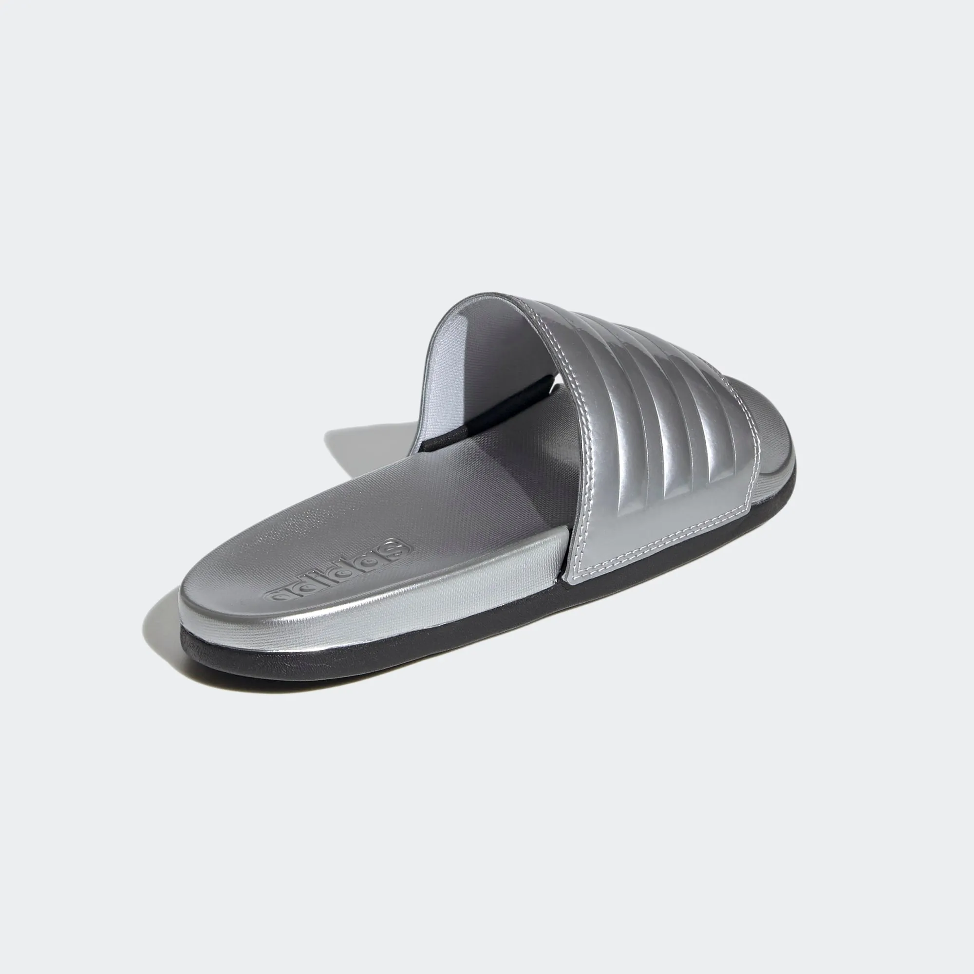 Adidas Adilette Cloudfoam Comfort Monotone Metallic Slides (Silver/Black)(FW7683)