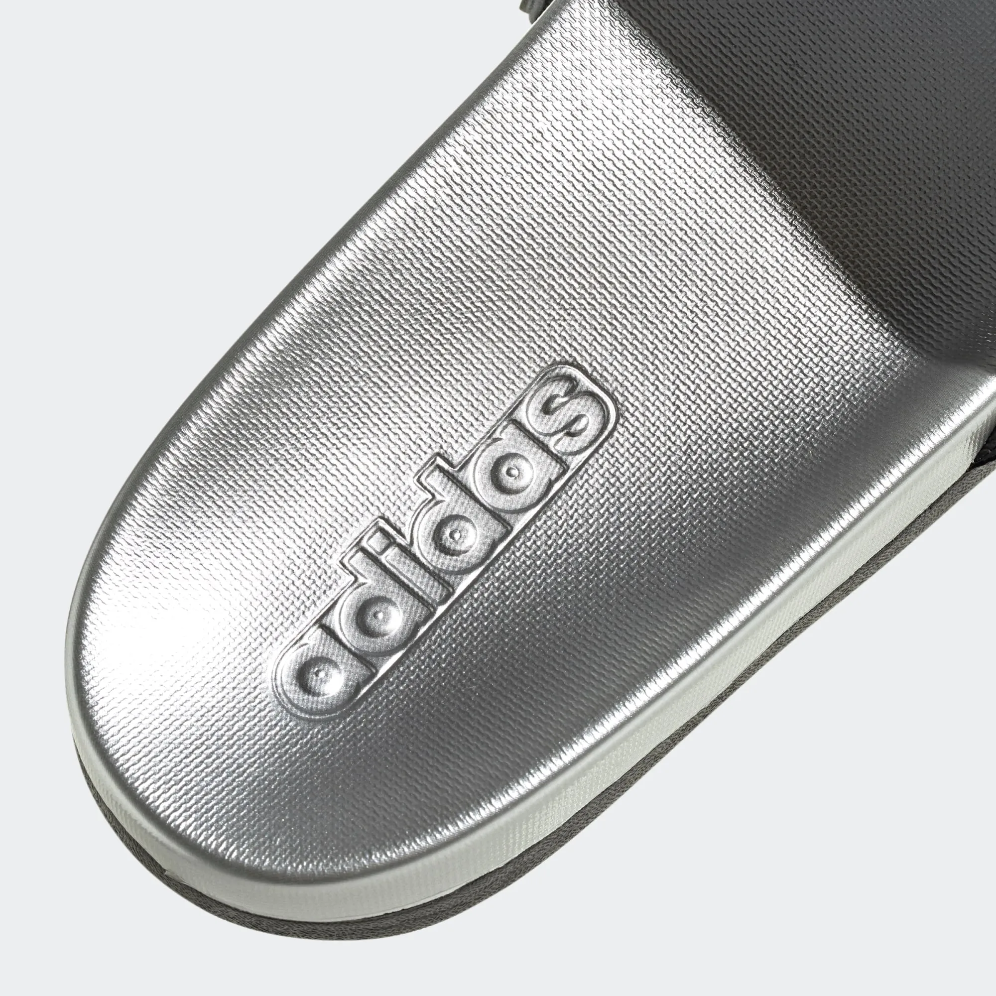 Adidas Adilette Cloudfoam Comfort Monotone Metallic Slides (Silver/Black)(FW7683)