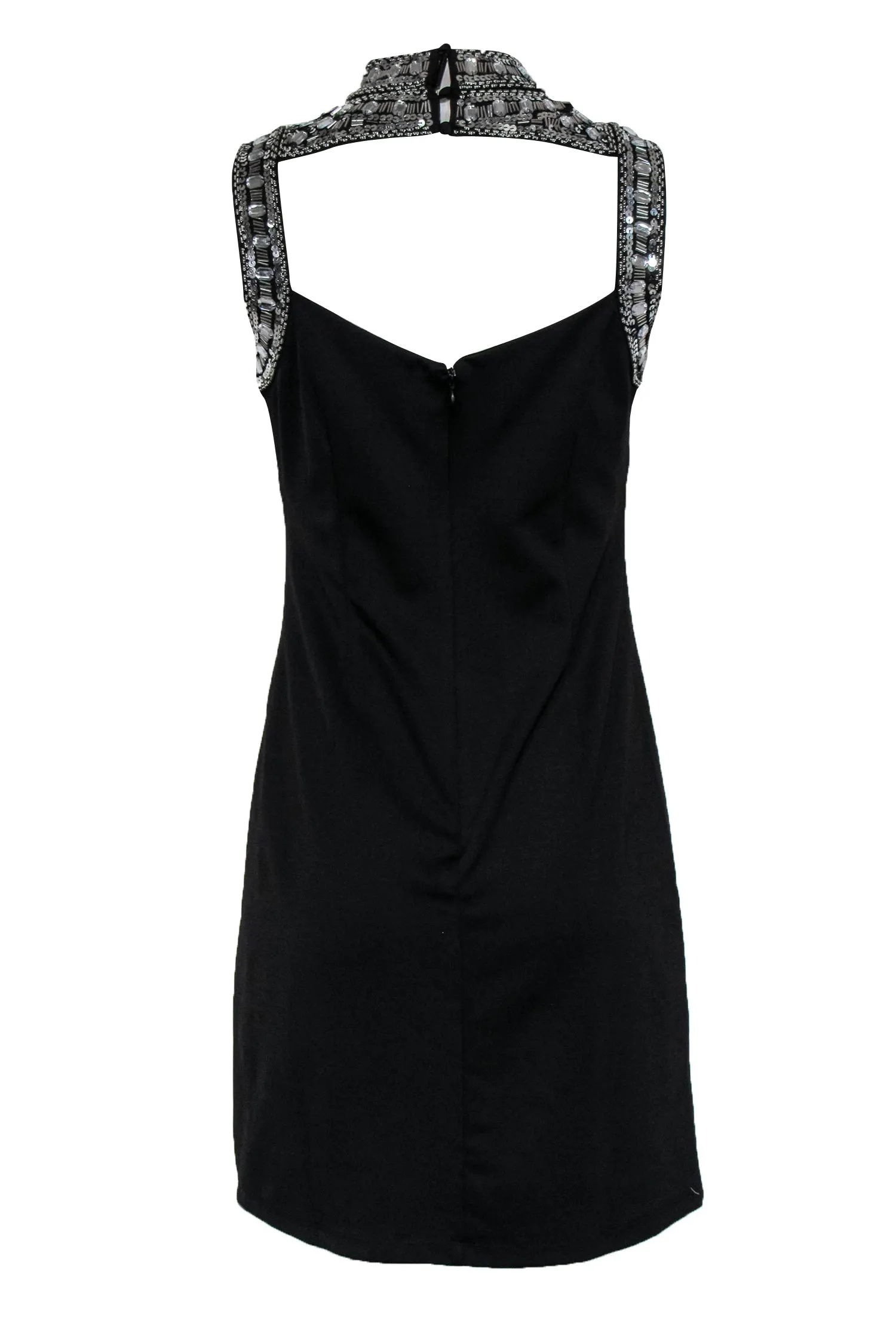 Alexia Admor - Black Cutout Bodycon Dress w/ Silver Sequin & Beaded Top Sz 4