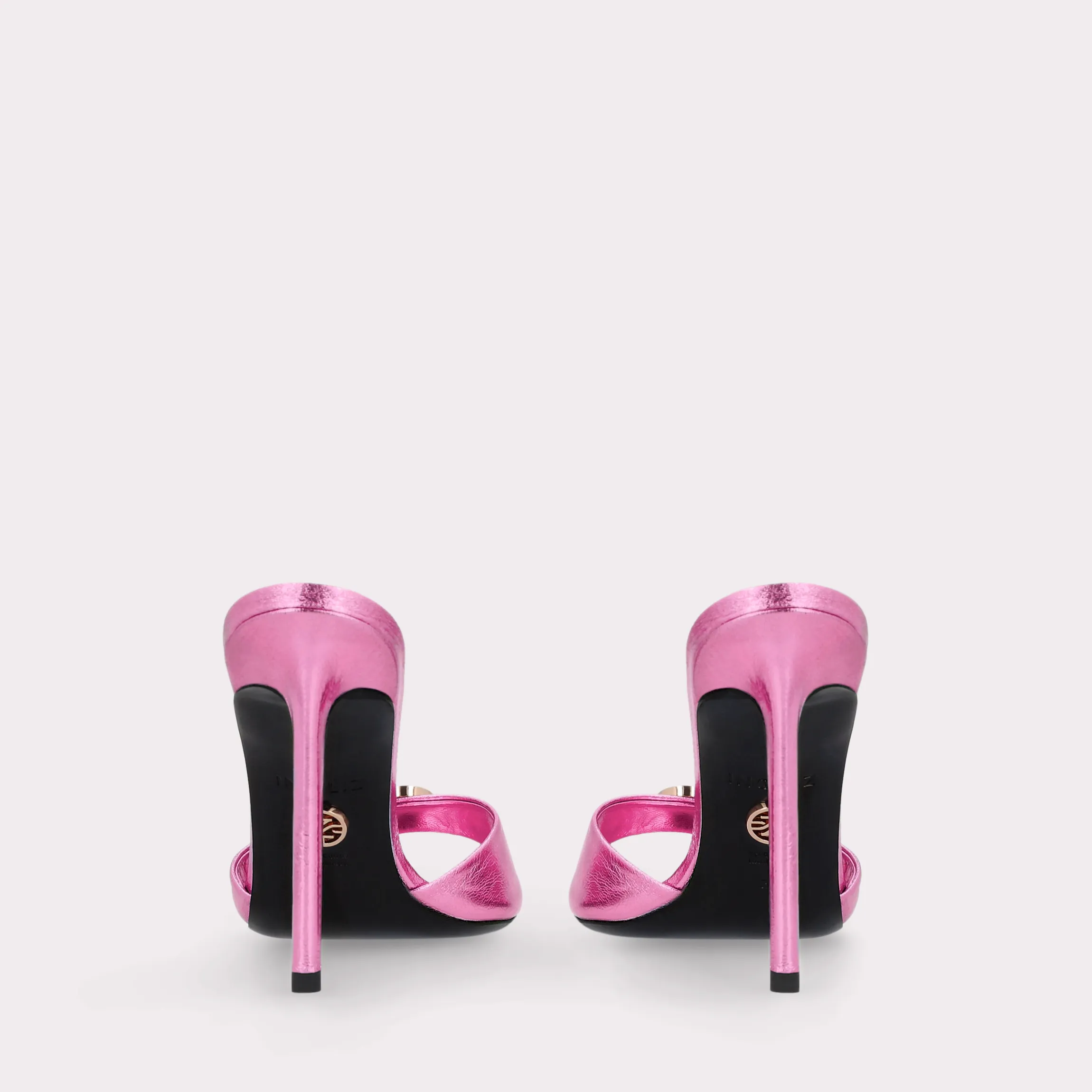 ATHENA 02 PINK METALLIC LEATHER MULES
