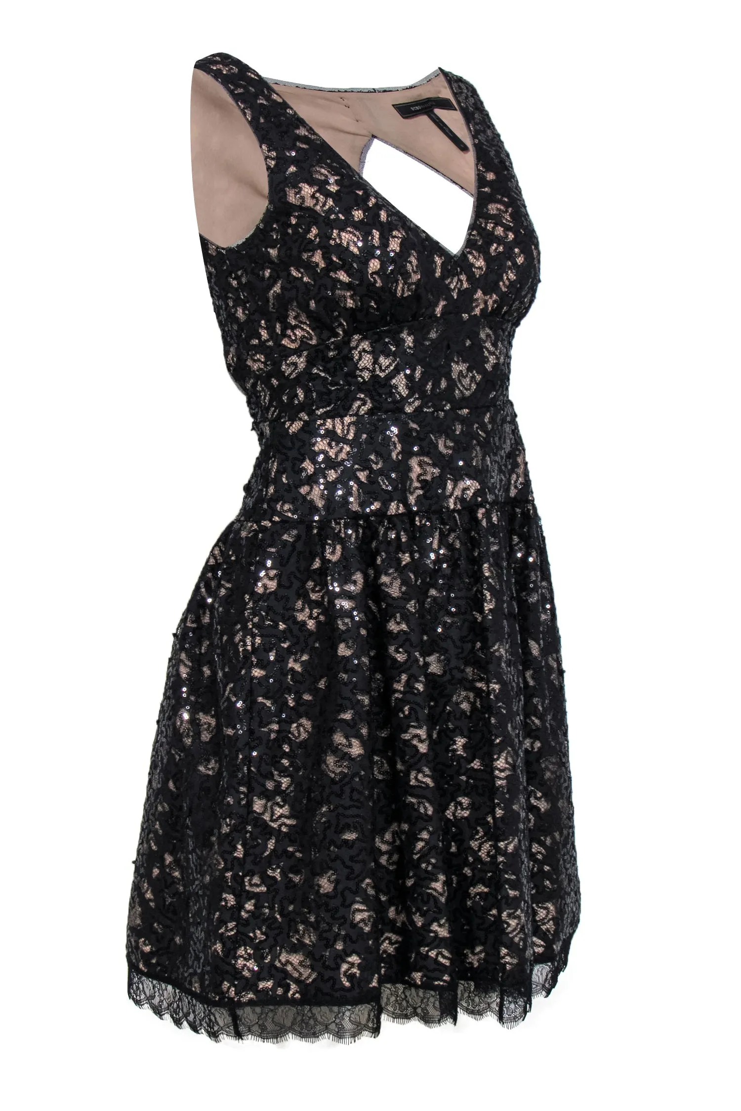 BCBG Max Azria - Black Lace & Sequin Open Back “Katarina” Dress Sz 0