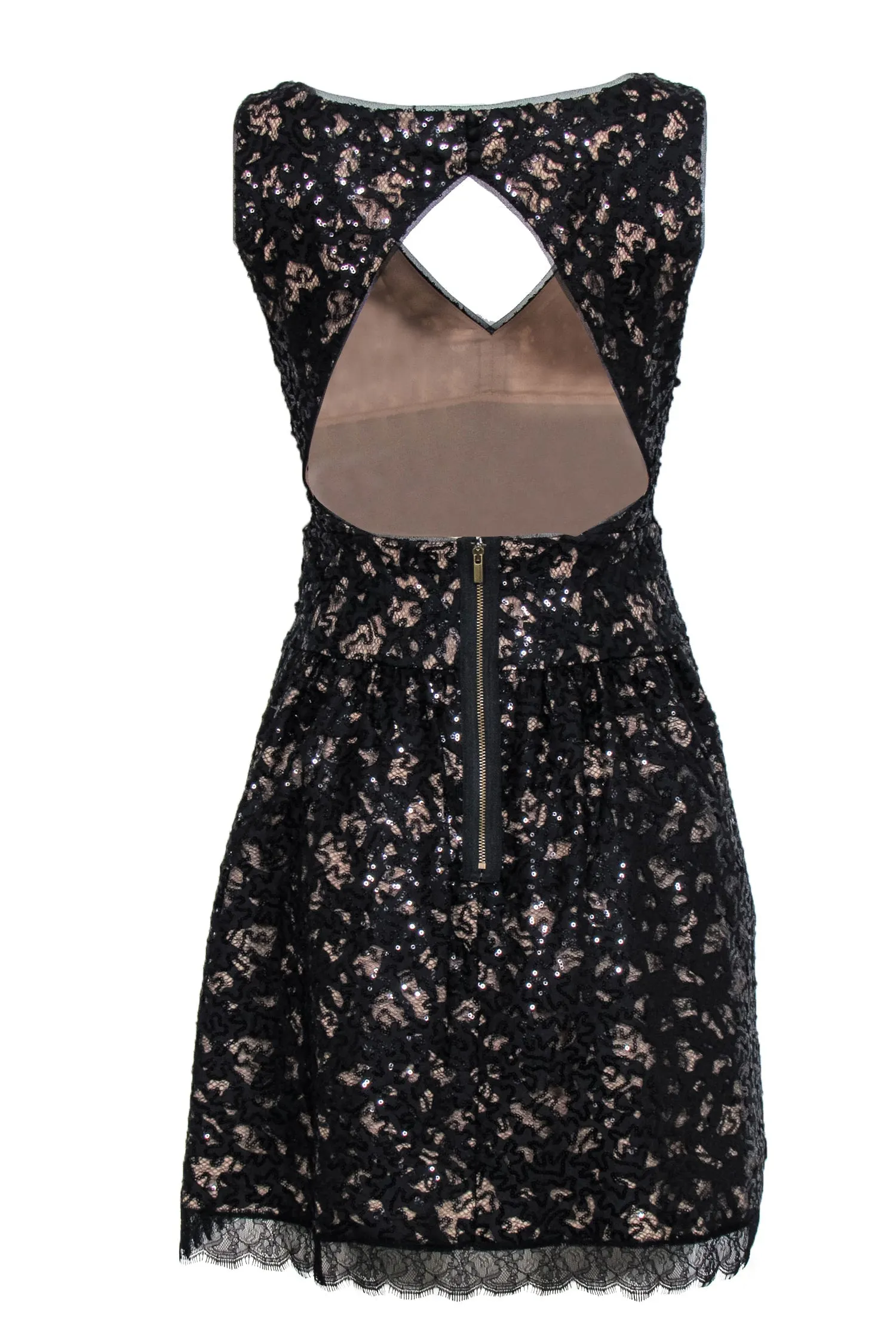 BCBG Max Azria - Black Lace & Sequin Open Back “Katarina” Dress Sz 0