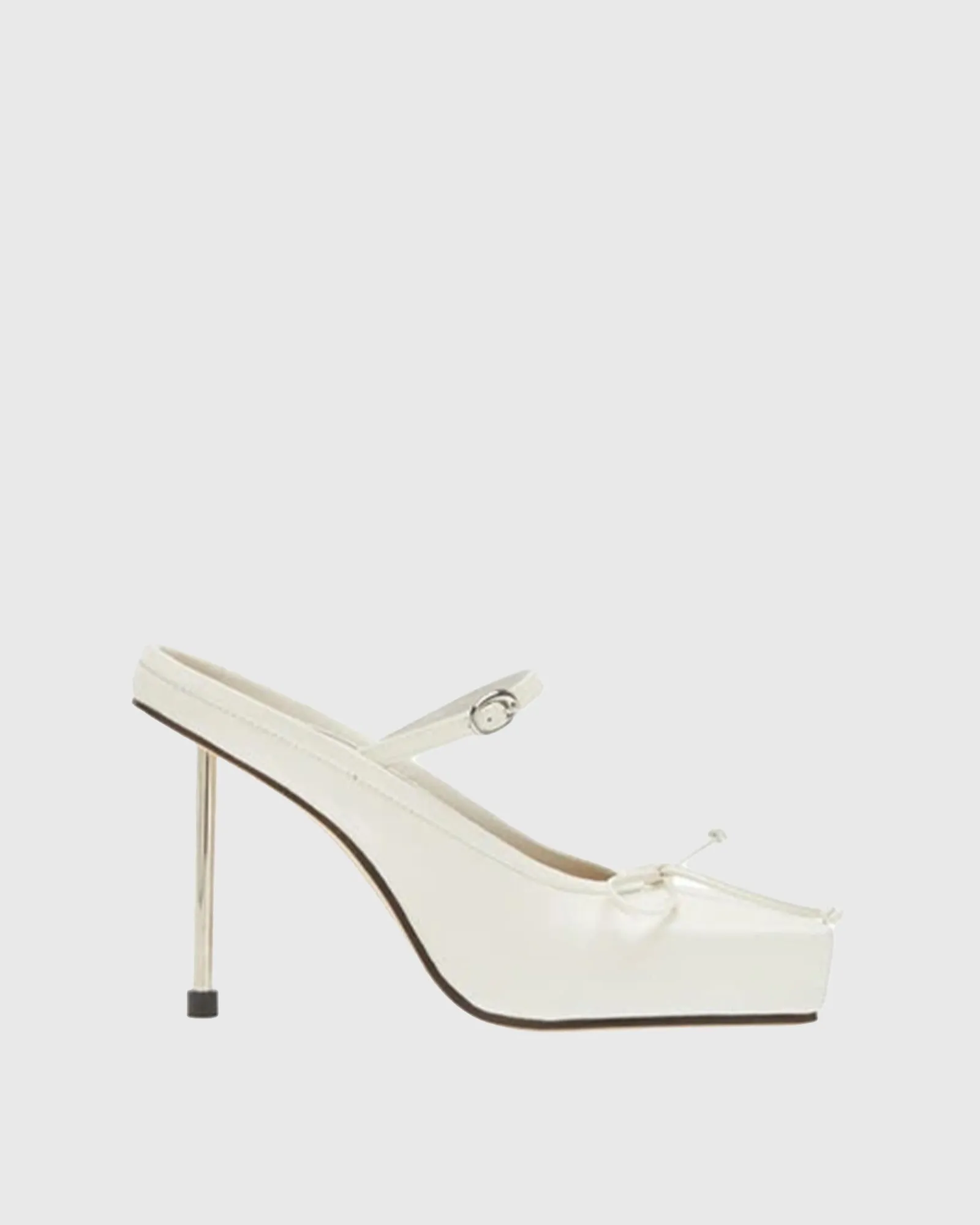 Beatrice Bow Embellished Leather Mules In White