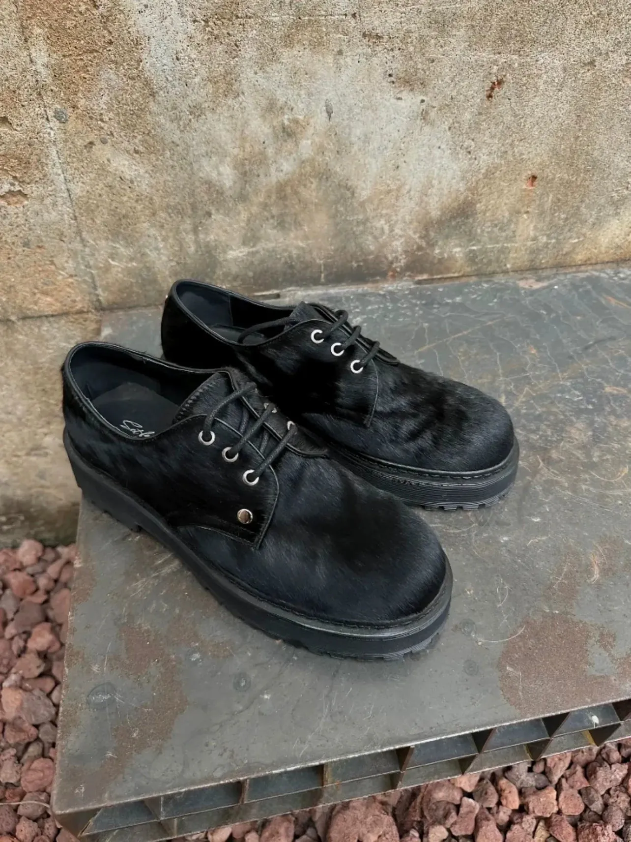 Black Lace-Up Derby Shoes