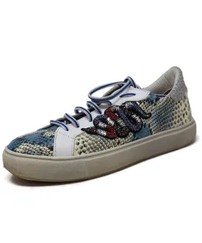 Blue & White Snakeskin Rhinestone Sneakers sz 8