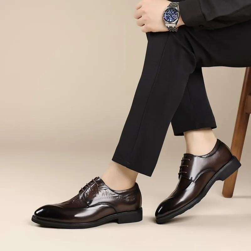 Casual Business Oxford Derby Leather Shoes Men's Classic Lace Up Dress Shoes Fashion Breathable Prom Wedding Dress Shoes