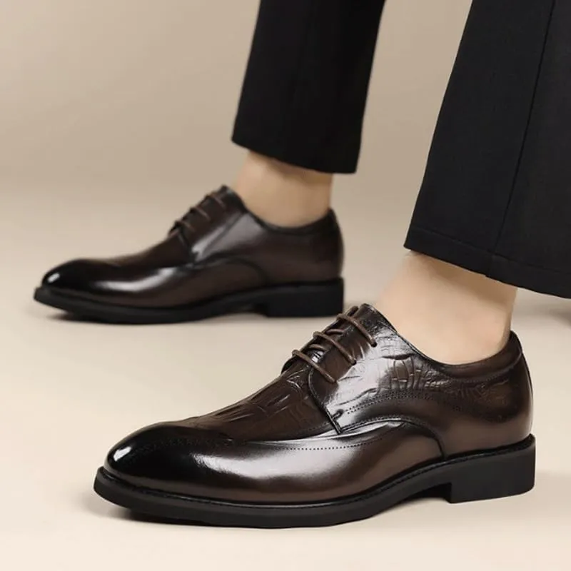 Casual Business Oxford Derby Leather Shoes Men's Classic Lace Up Dress Shoes Fashion Breathable Prom Wedding Dress Shoes