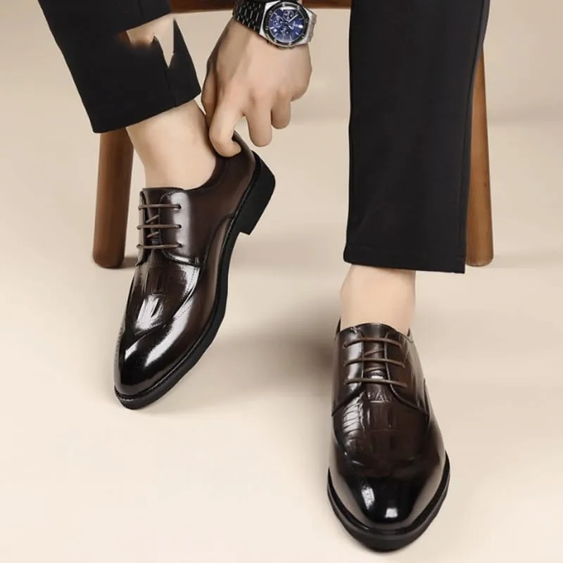 Casual Business Oxford Derby Leather Shoes Men's Classic Lace Up Dress Shoes Fashion Breathable Prom Wedding Dress Shoes