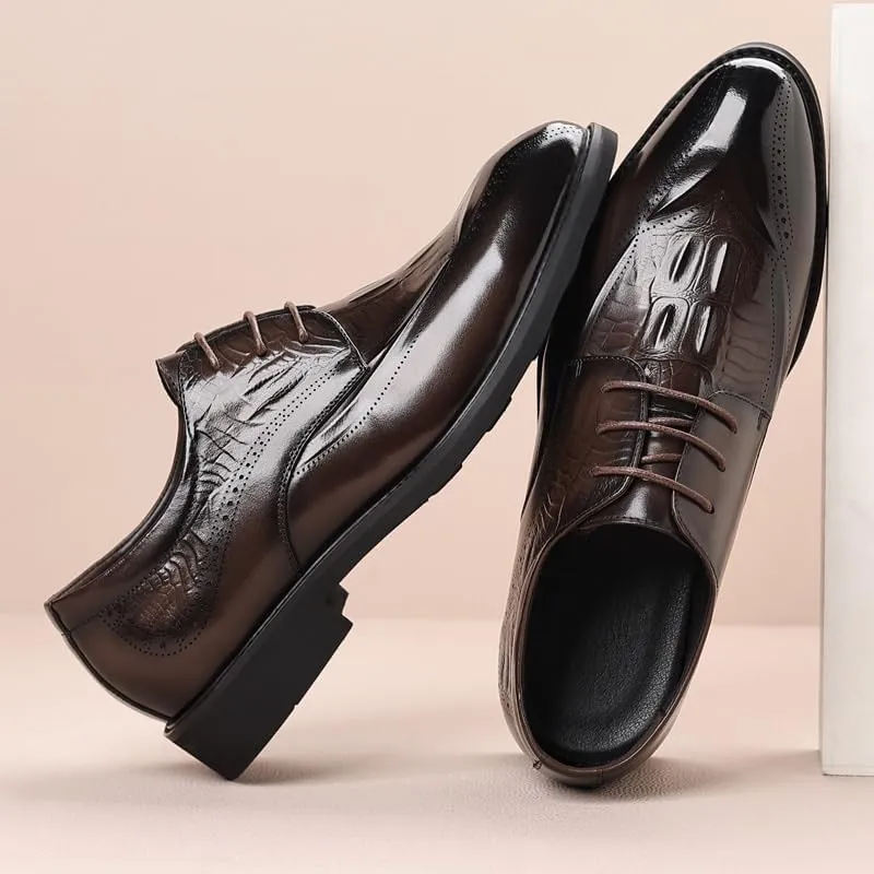 Casual Business Oxford Derby Leather Shoes Men's Classic Lace Up Dress Shoes Fashion Breathable Prom Wedding Dress Shoes