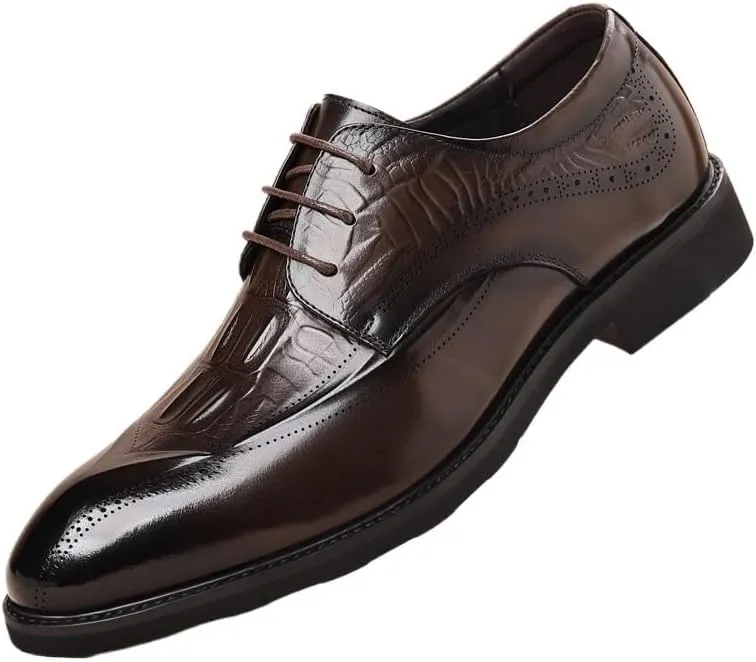 Casual Business Oxford Derby Leather Shoes Men's Classic Lace Up Dress Shoes Fashion Breathable Prom Wedding Dress Shoes