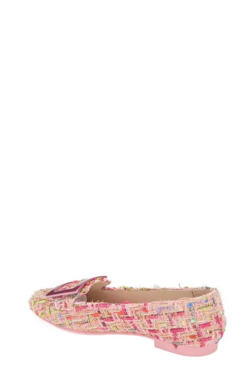 Cecelia New York Reggie Pink Multi Metal Buckle Slip On Rounded Toe Flats Shoes