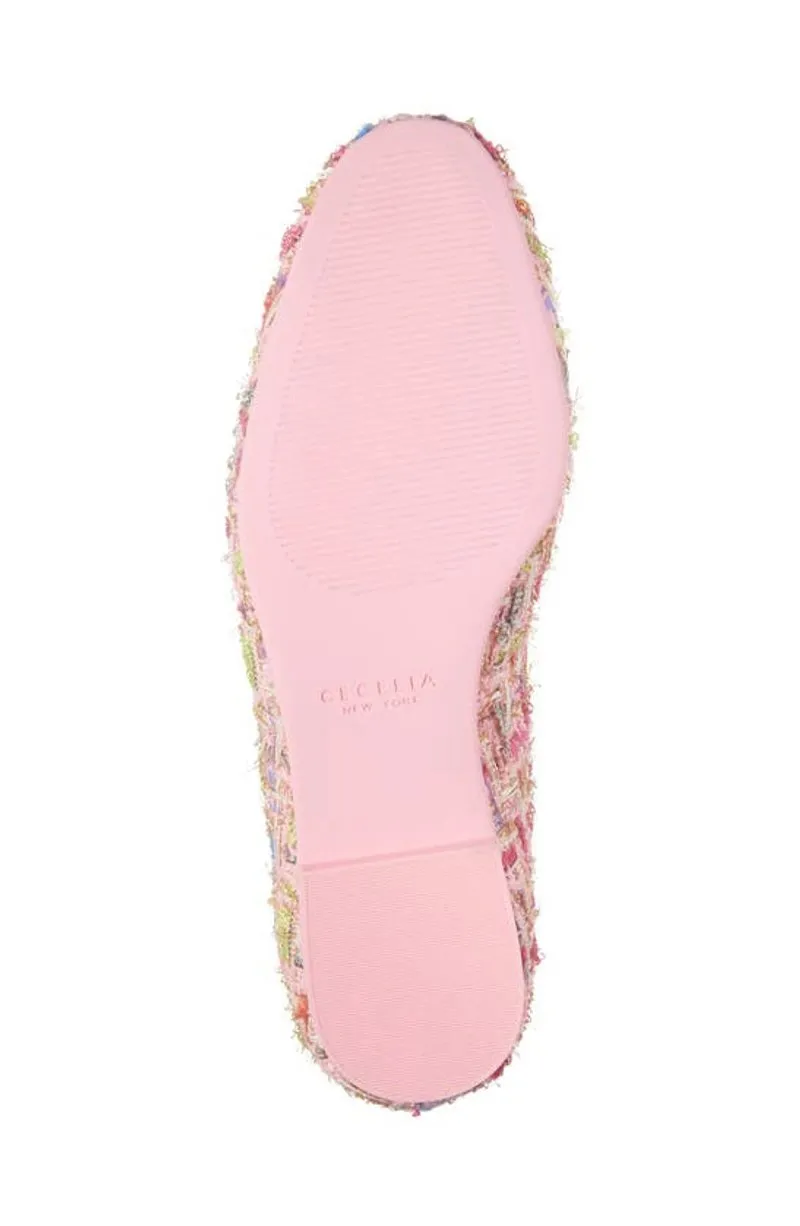 Cecelia New York Reggie Pink Multi Metal Buckle Slip On Rounded Toe Flats Shoes