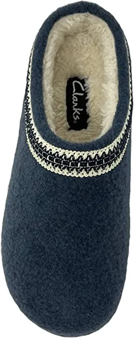 Clarks Indoor and Outdoor Teal Slipper Cozy Wool Mule Slip-On Fur Lined Clogs