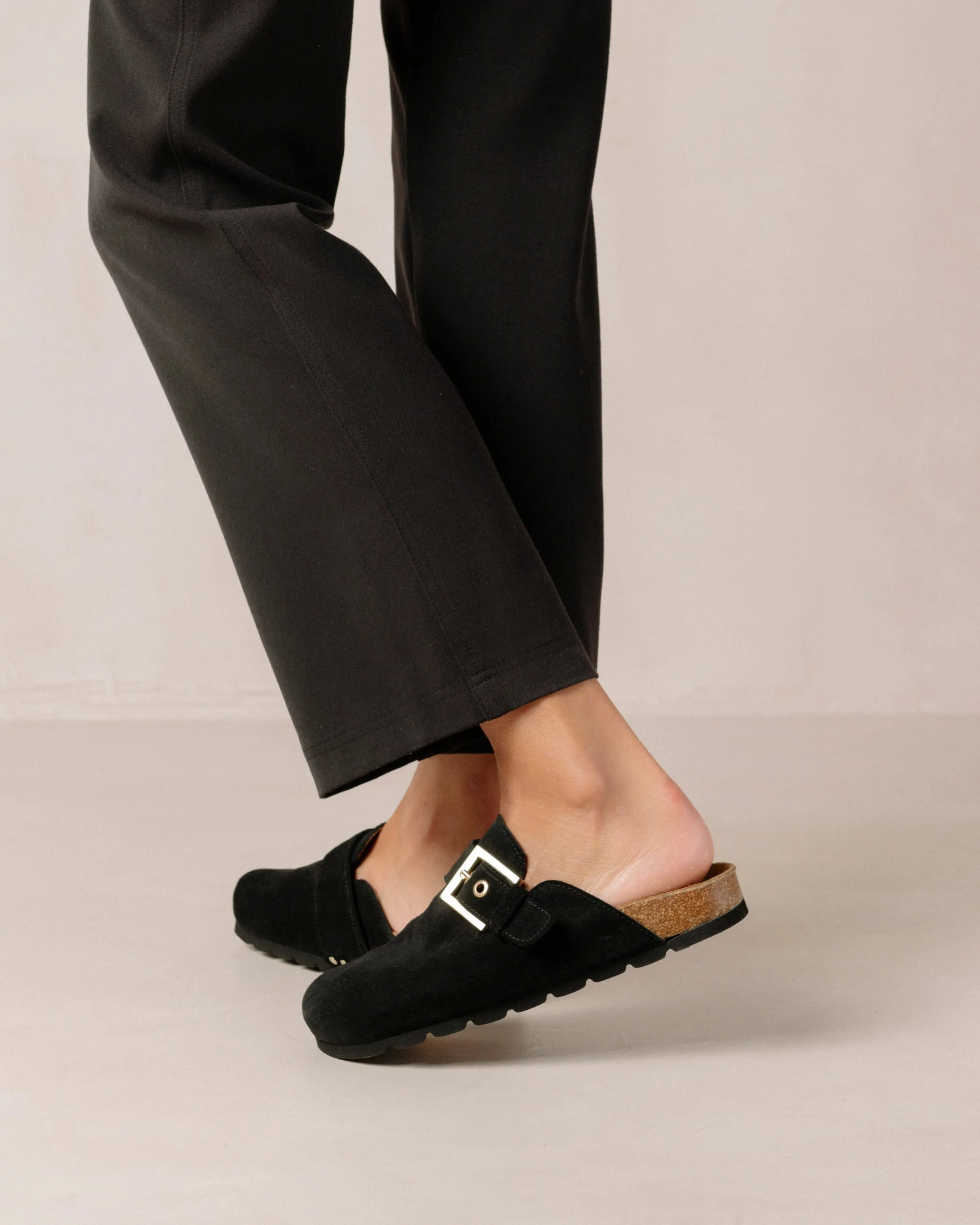 Cozy Black Suede Clog