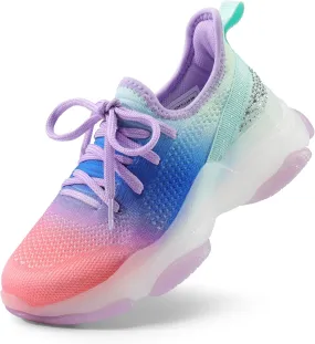 DREAM PAIRS Girls Slip-On Sneakers Kids Sparkle Pop Lightweight Jelly Sole Walking Shoes