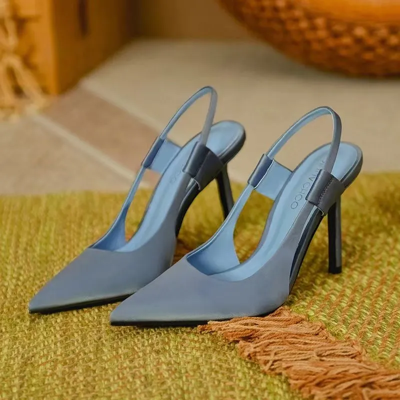 Fairy Pink Pointed Toe High Heel Mules – 2022 French Style Closed-Toe Sandals for Women