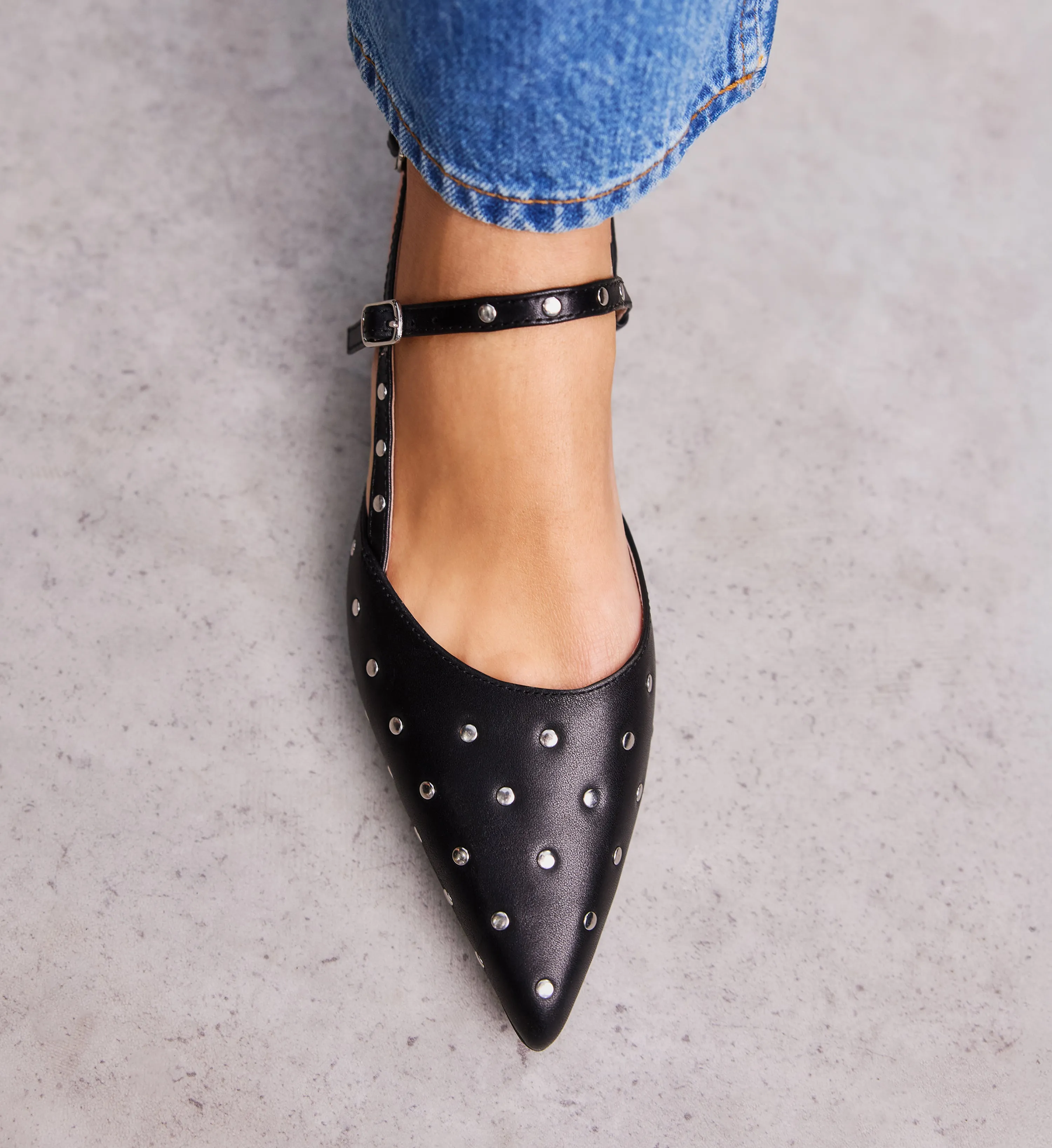 Firecrown 2 Black Leather & Hardware Flats