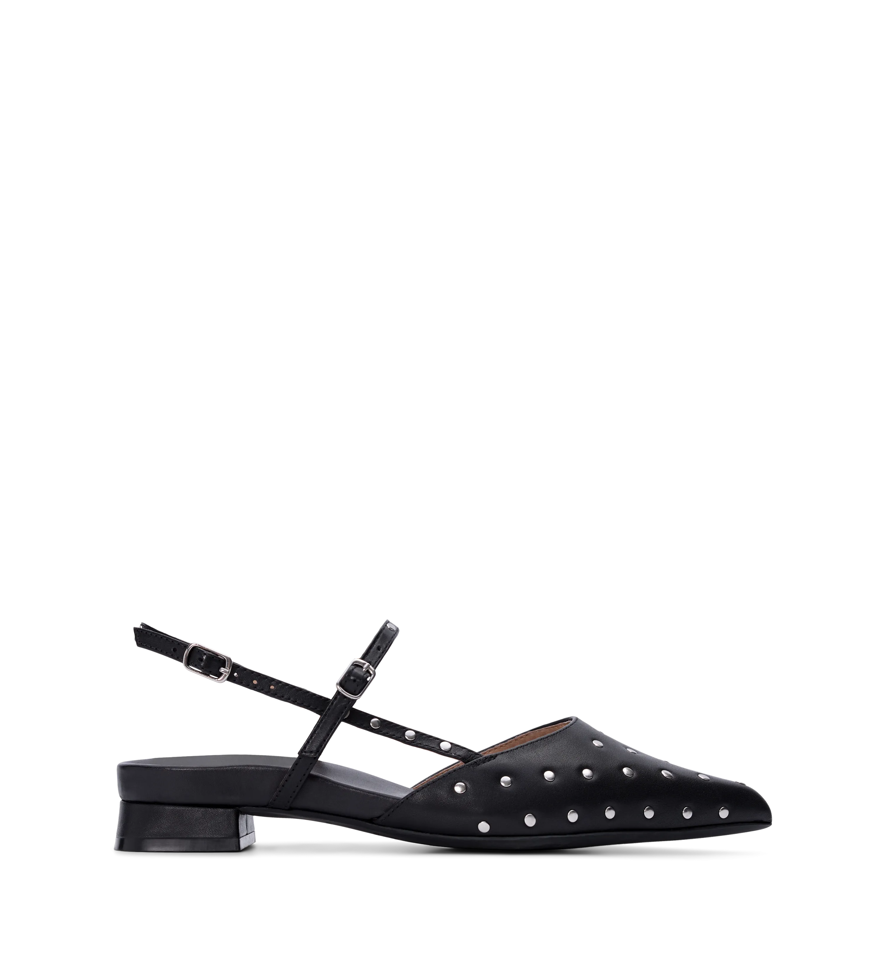 Firecrown 2 Black Leather & Hardware Flats