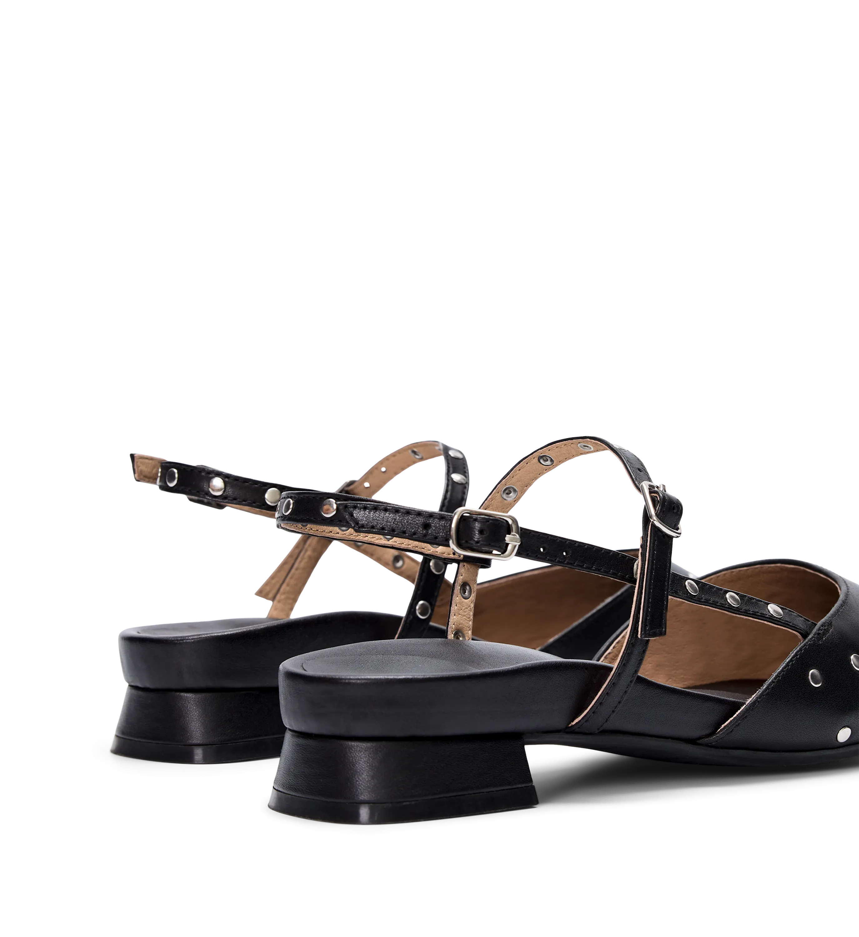 Firecrown 2 Black Leather & Hardware Flats