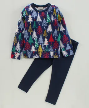 Forest Printed Top with Leggings Set