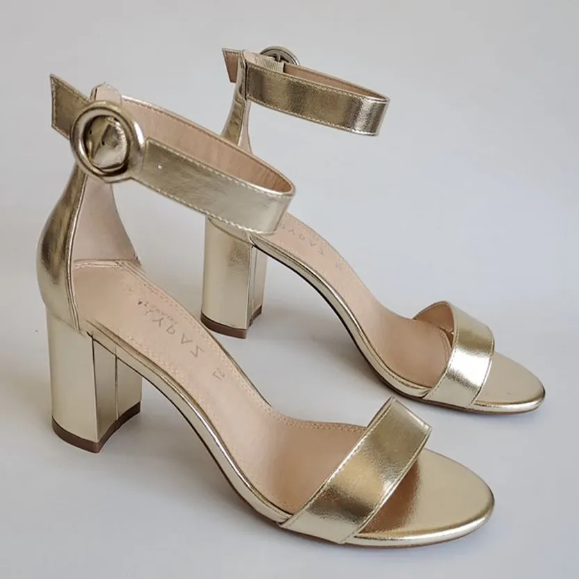 Funki Buys | Shoes | Women's Gold Block Heel Wedding Sandal