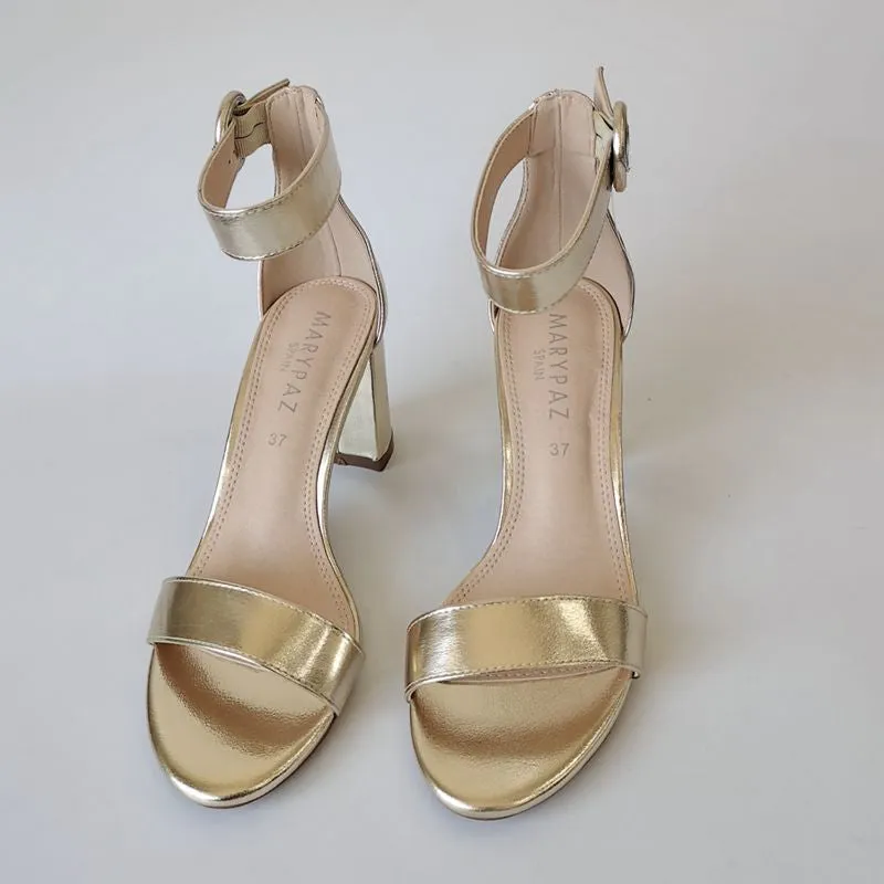 Funki Buys | Shoes | Women's Gold Block Heel Wedding Sandal