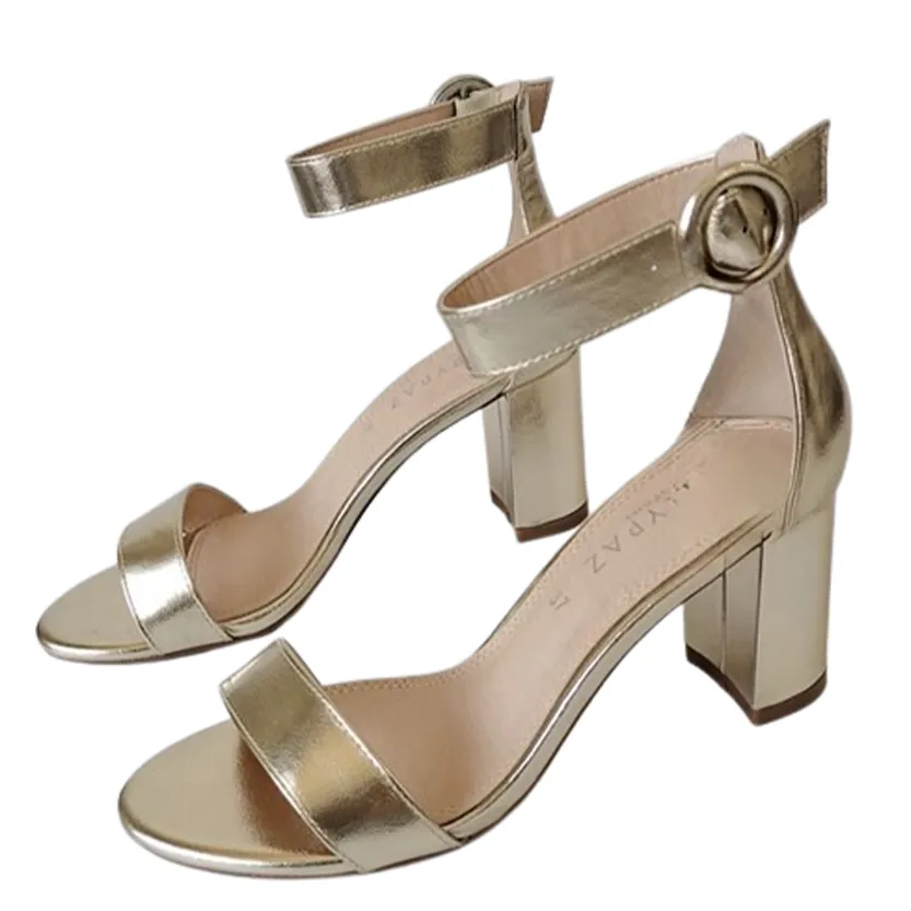 Funki Buys | Shoes | Women's Gold Block Heel Wedding Sandal