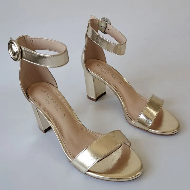 Funki Buys | Shoes | Women's Gold Block Heel Wedding Sandal