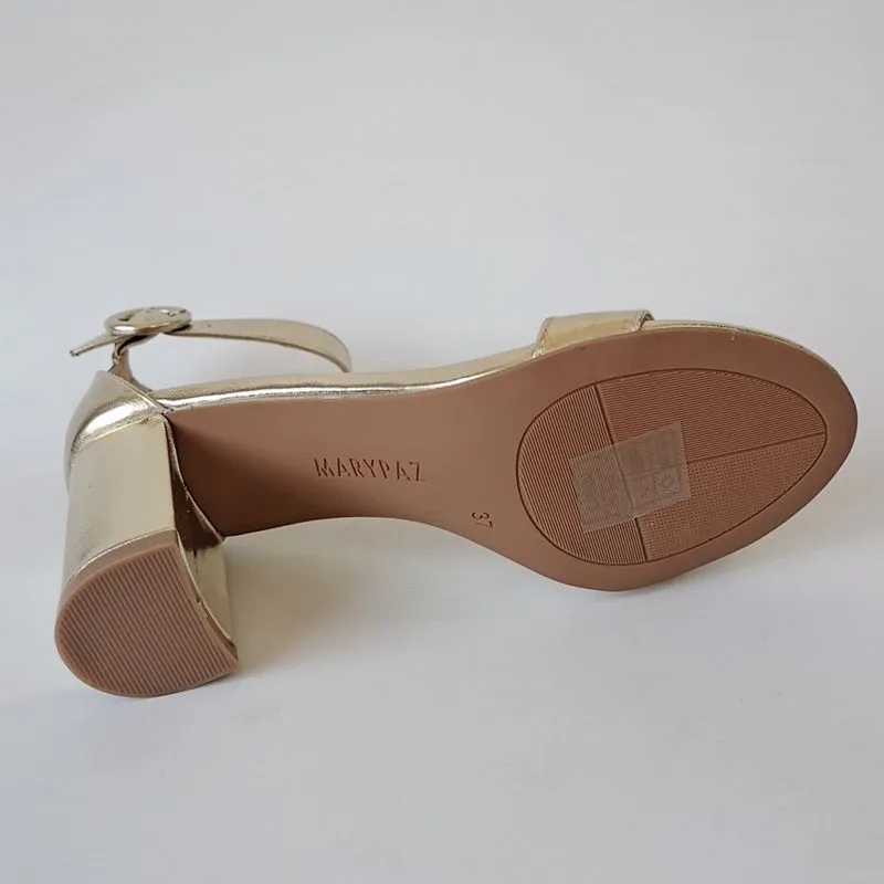 Funki Buys | Shoes | Women's Gold Block Heel Wedding Sandal