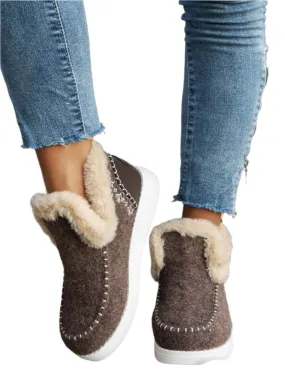Furry Suede Round Toe Flat Sneakers
