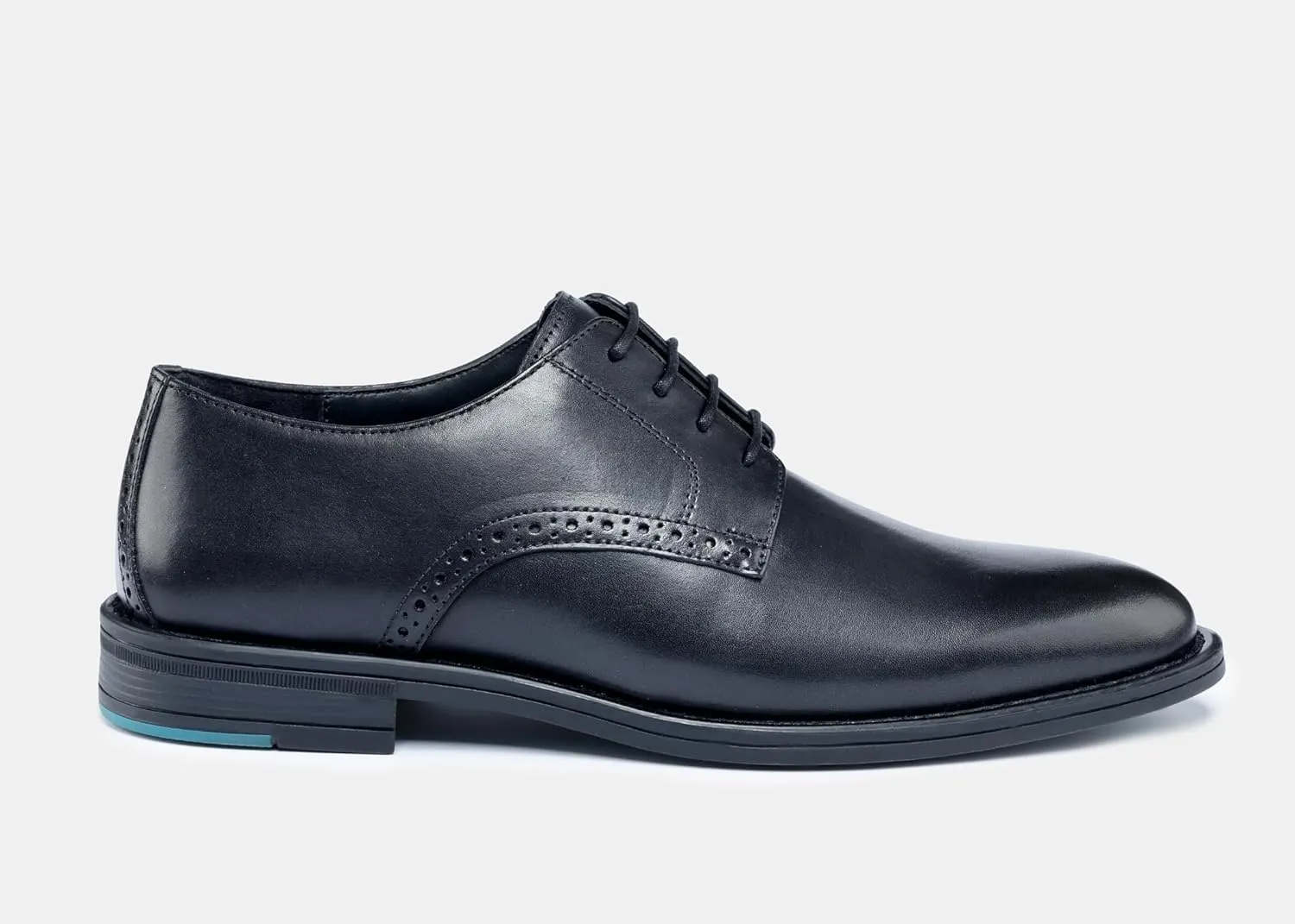 HEEL YOUR SOLE.Yago Derby Shoes, Premium Leather, Black, Breathable Foam Cushioning