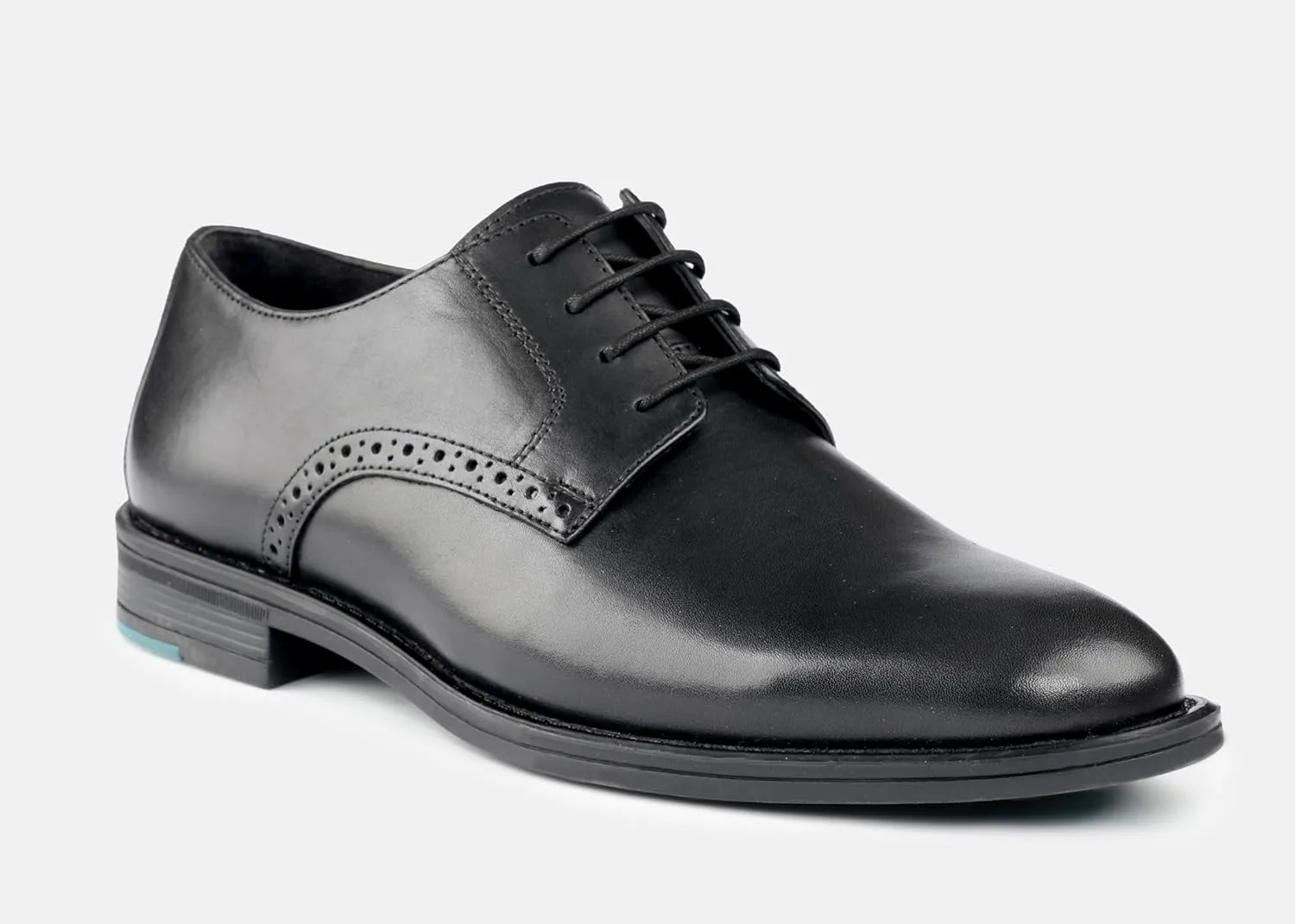 HEEL YOUR SOLE.Yago Derby Shoes, Premium Leather, Black, Breathable Foam Cushioning