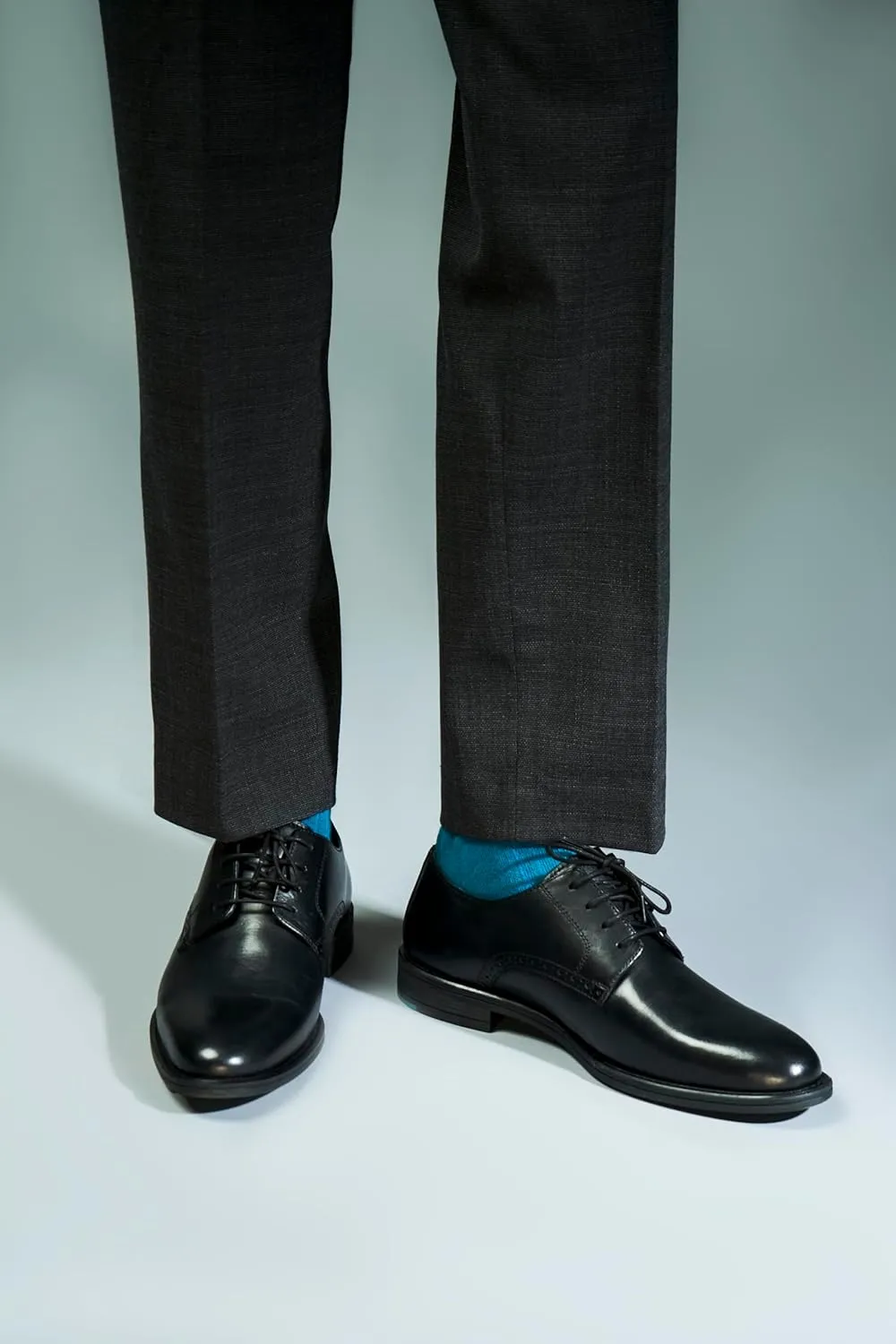 HEEL YOUR SOLE.Yago Derby Shoes, Premium Leather, Black, Breathable Foam Cushioning