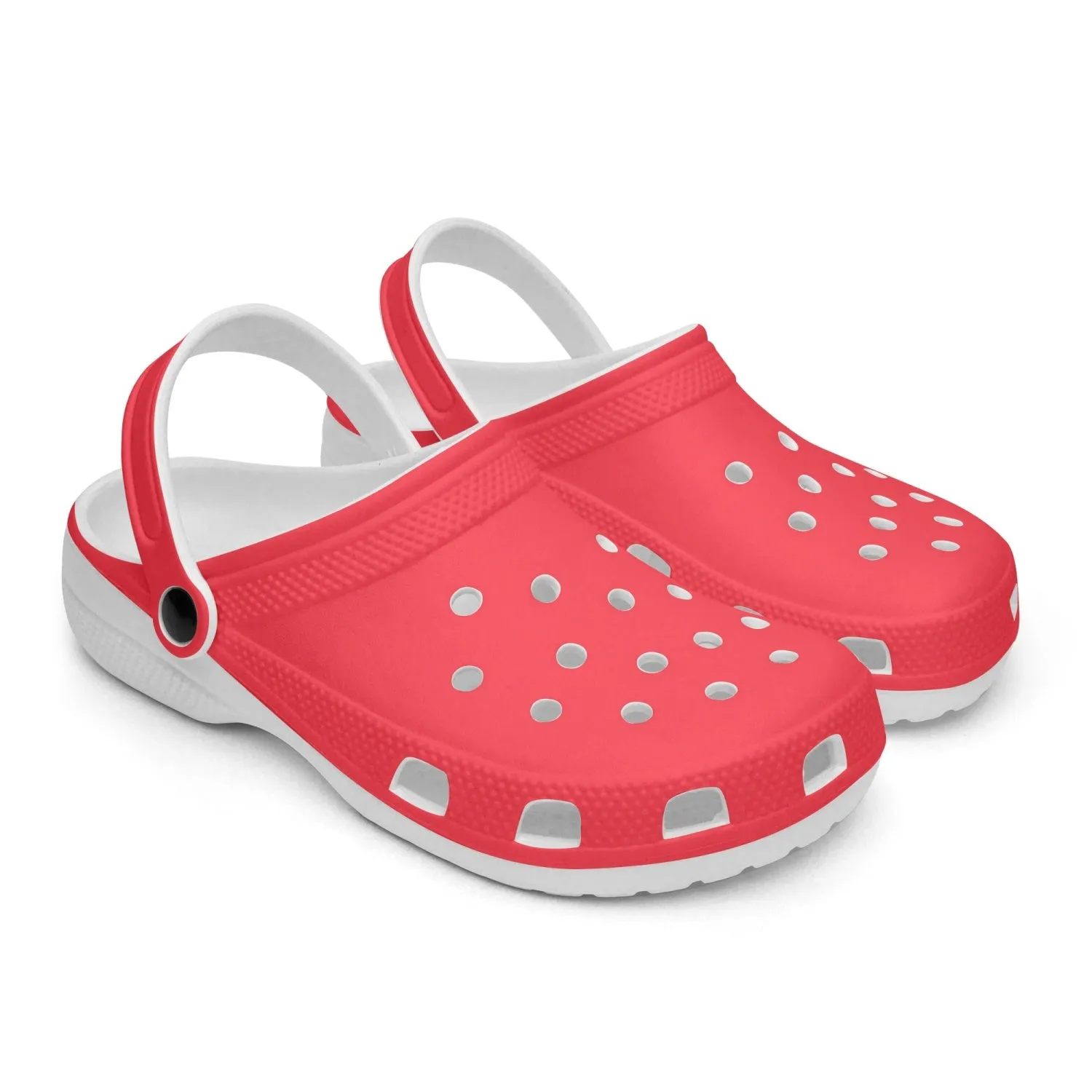 Hot Red Color Unisex Clogs, Unisex Red Solid Color Fun Cozy Clogs Footwear Sandals For Men or Women