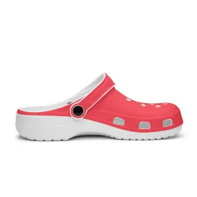 Hot Red Color Unisex Clogs, Unisex Red Solid Color Fun Cozy Clogs Footwear Sandals For Men or Women
