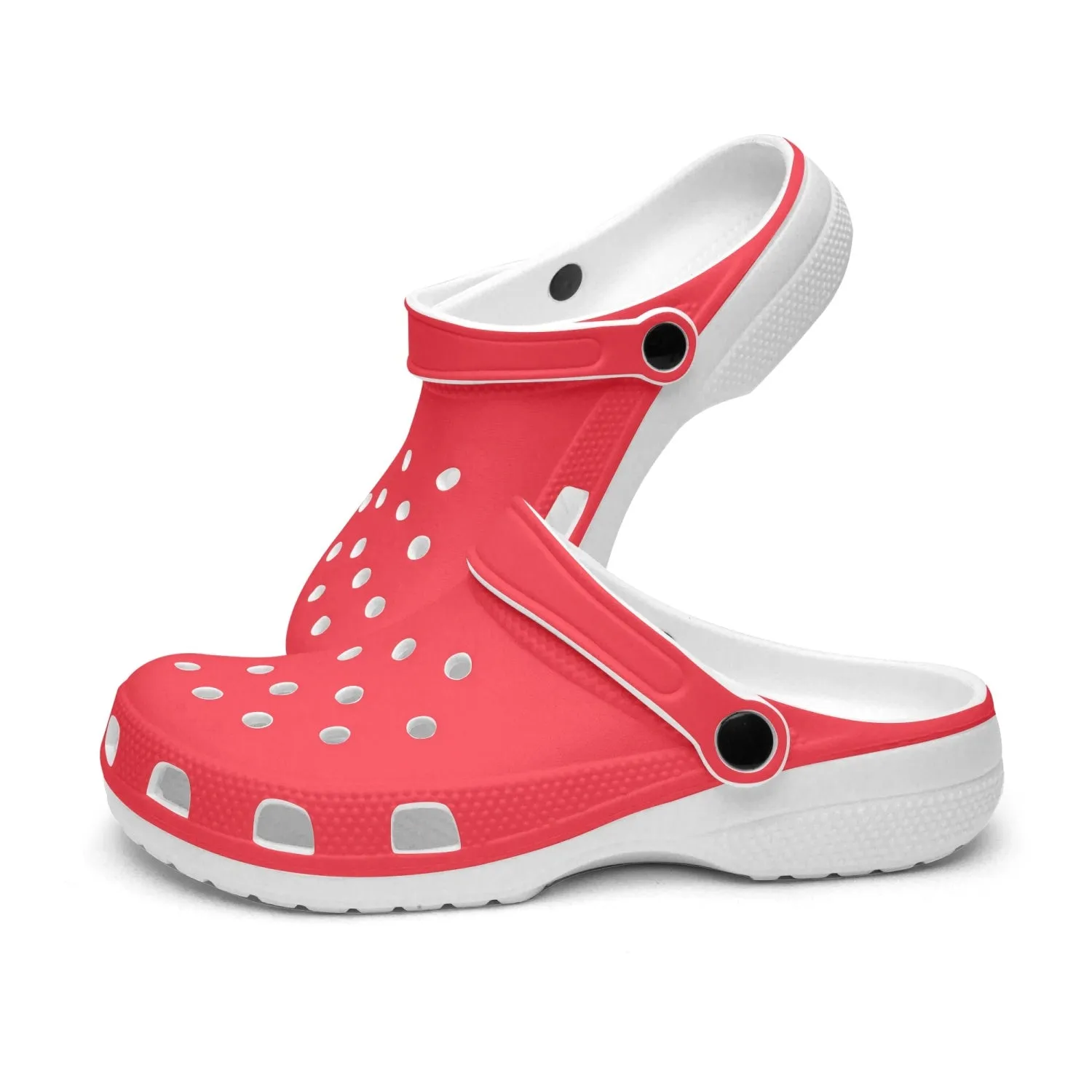 Hot Red Color Unisex Clogs, Unisex Red Solid Color Fun Cozy Clogs Footwear Sandals For Men or Women