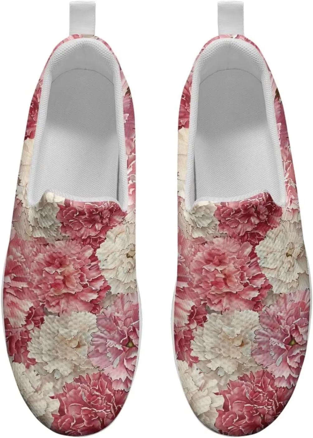 Howilath Flower Pattern Walking Sneakers for Women Casual Platform Shoes Slip on Loafers for Gym Camping Travel