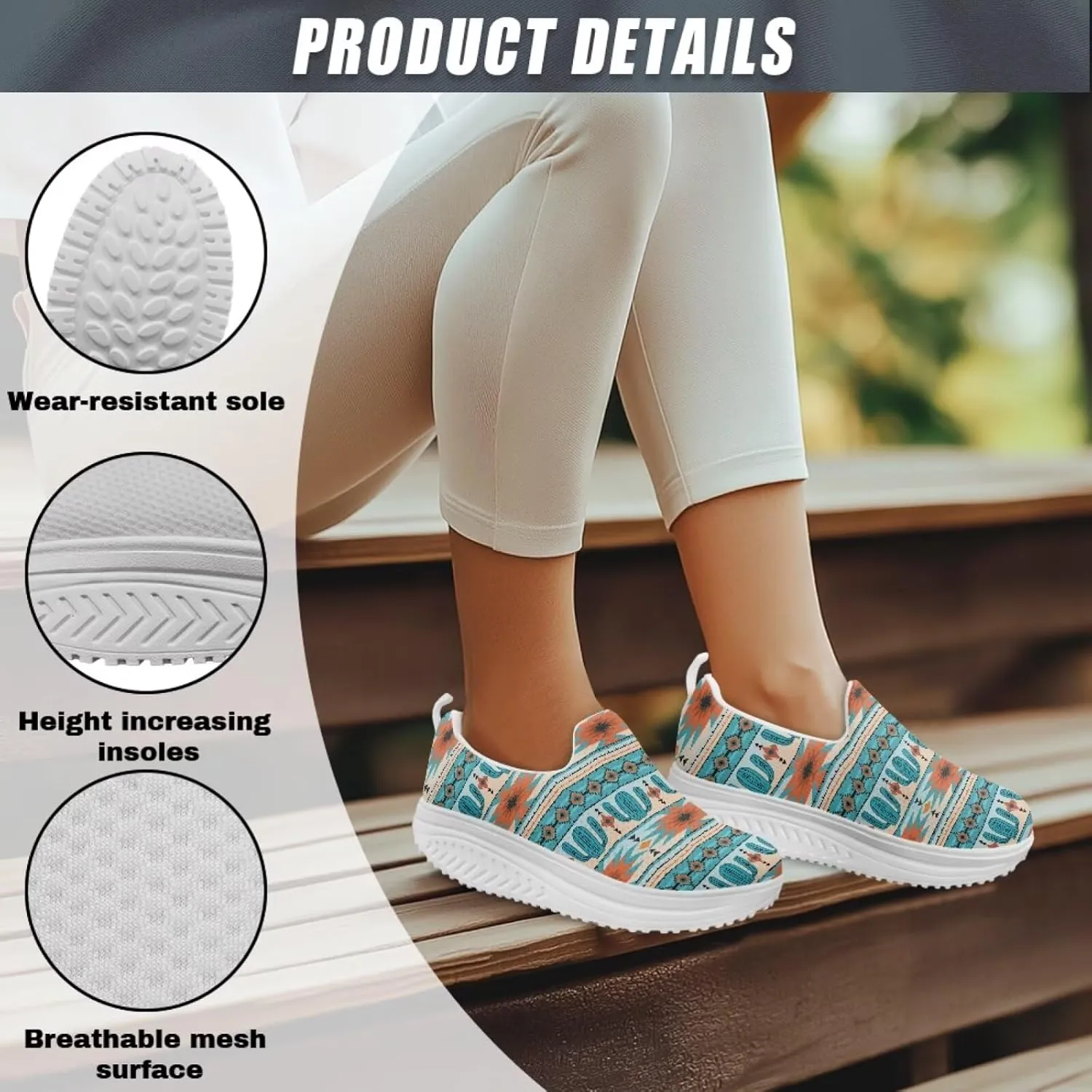 Howilath Slip on Sneakers Womens Platform Shoes Casual Sport Shoes Anti-Skid Running Sneakers with Thick Rocking Bottom