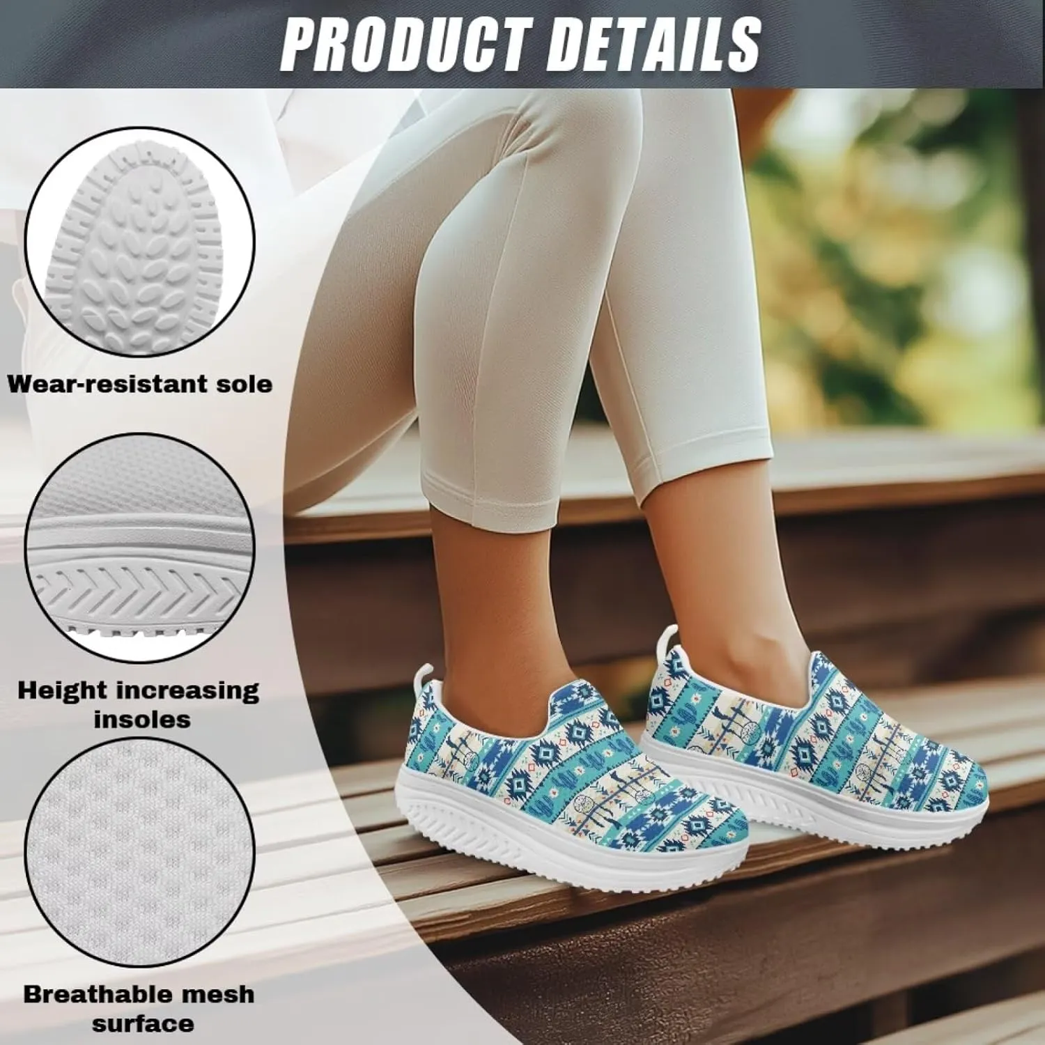 Howilath Slip on Sneakers Womens Platform Shoes Casual Sport Shoes Anti-Skid Running Sneakers with Thick Rocking Bottom