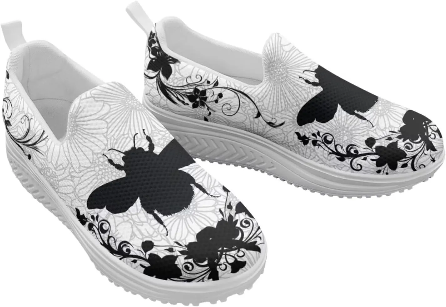 Howilath Slip on Sneakers Womens Platform Shoes Casual Sport Shoes Anti-Skid Running Sneakers with Thick Rocking Bottom