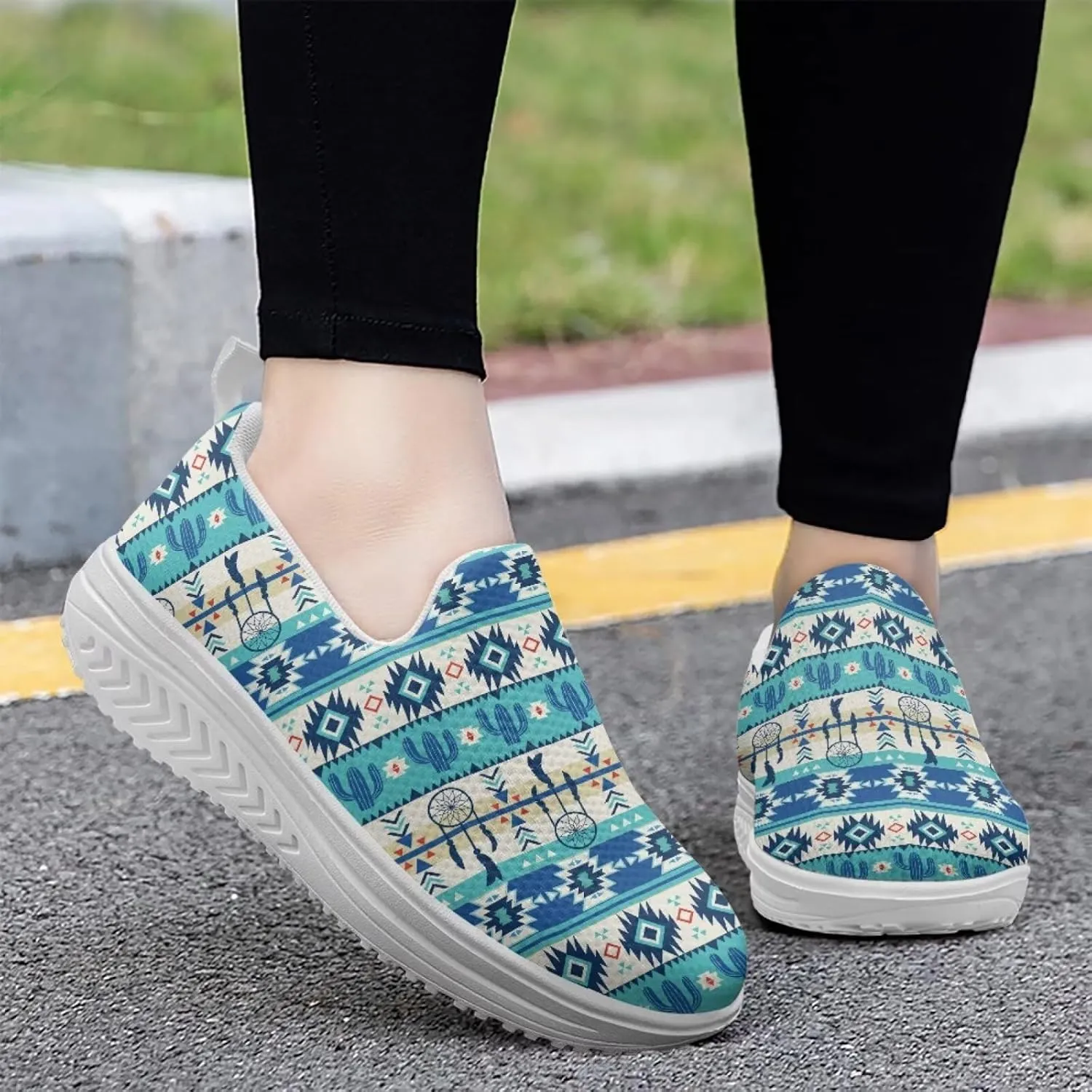 Howilath Slip on Sneakers Womens Platform Shoes Casual Sport Shoes Anti-Skid Running Sneakers with Thick Rocking Bottom