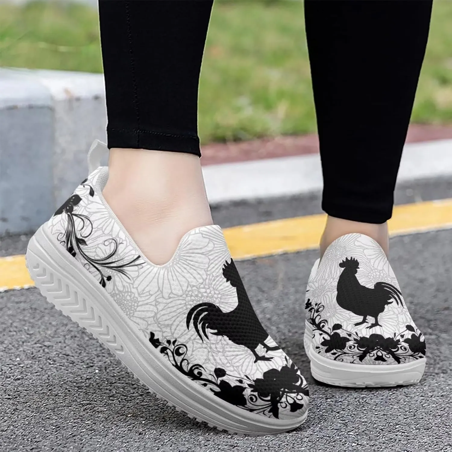 Howilath Slip on Sneakers Womens Platform Shoes Casual Sport Shoes Anti-Skid Running Sneakers with Thick Rocking Bottom