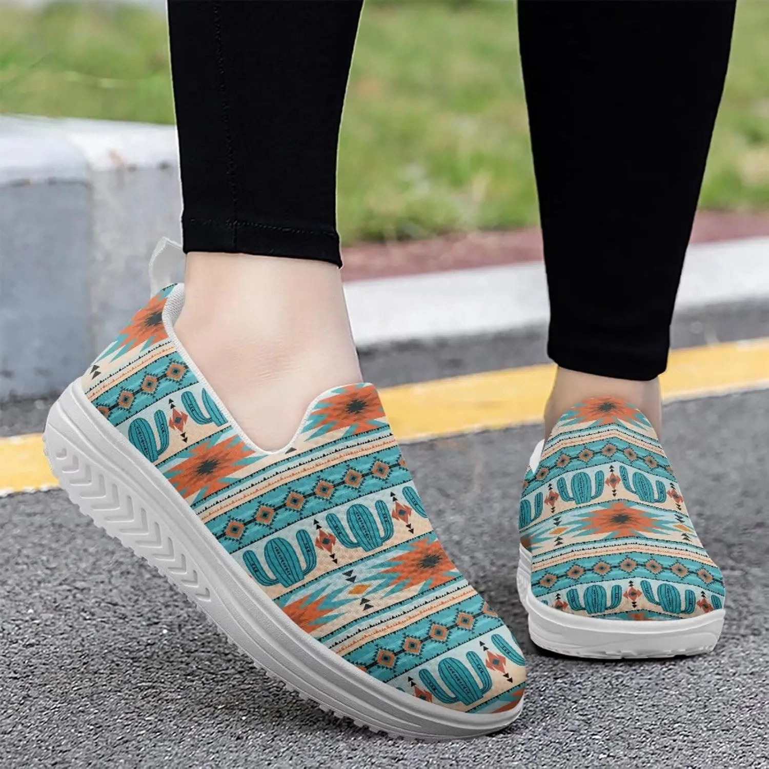 Howilath Slip on Sneakers Womens Platform Shoes Casual Sport Shoes Anti-Skid Running Sneakers with Thick Rocking Bottom