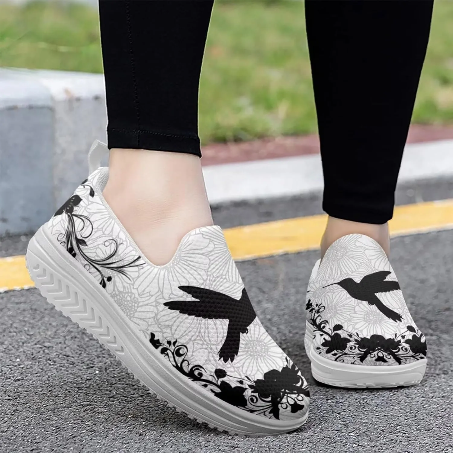 Howilath Slip on Sneakers Womens Platform Shoes Casual Sport Shoes Anti-Skid Running Sneakers with Thick Rocking Bottom