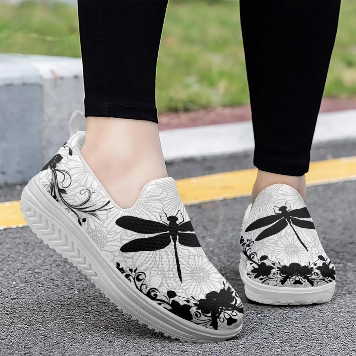 Howilath Slip on Sneakers Womens Platform Shoes Casual Sport Shoes Anti-Skid Running Sneakers with Thick Rocking Bottom
